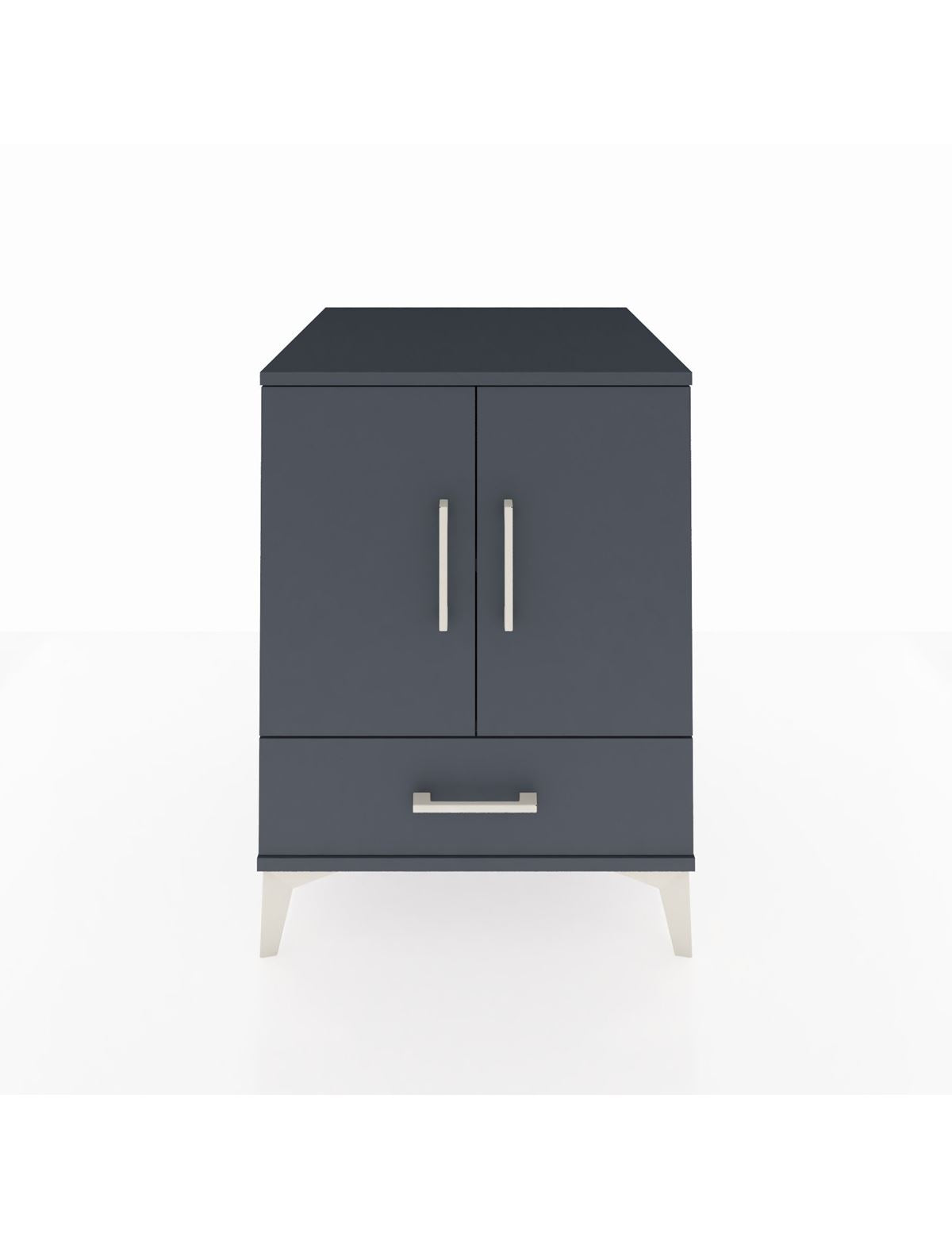 Kronos Komodin 2 Raflı Tek Çekmeceli 2 Kapaklı 60x59x80 Antrasit-Antrasit