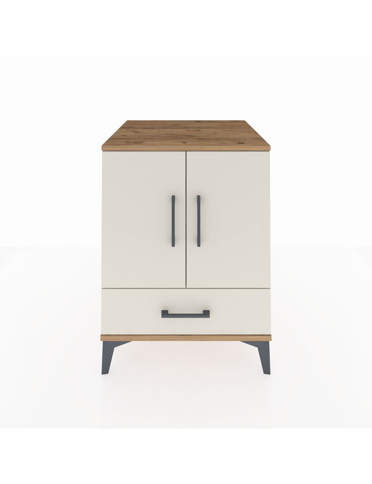 Kronos Komodin 2 Raflı Tek Çekmeceli 2 Kapaklı 60x59x80 Çam-Aytaşı