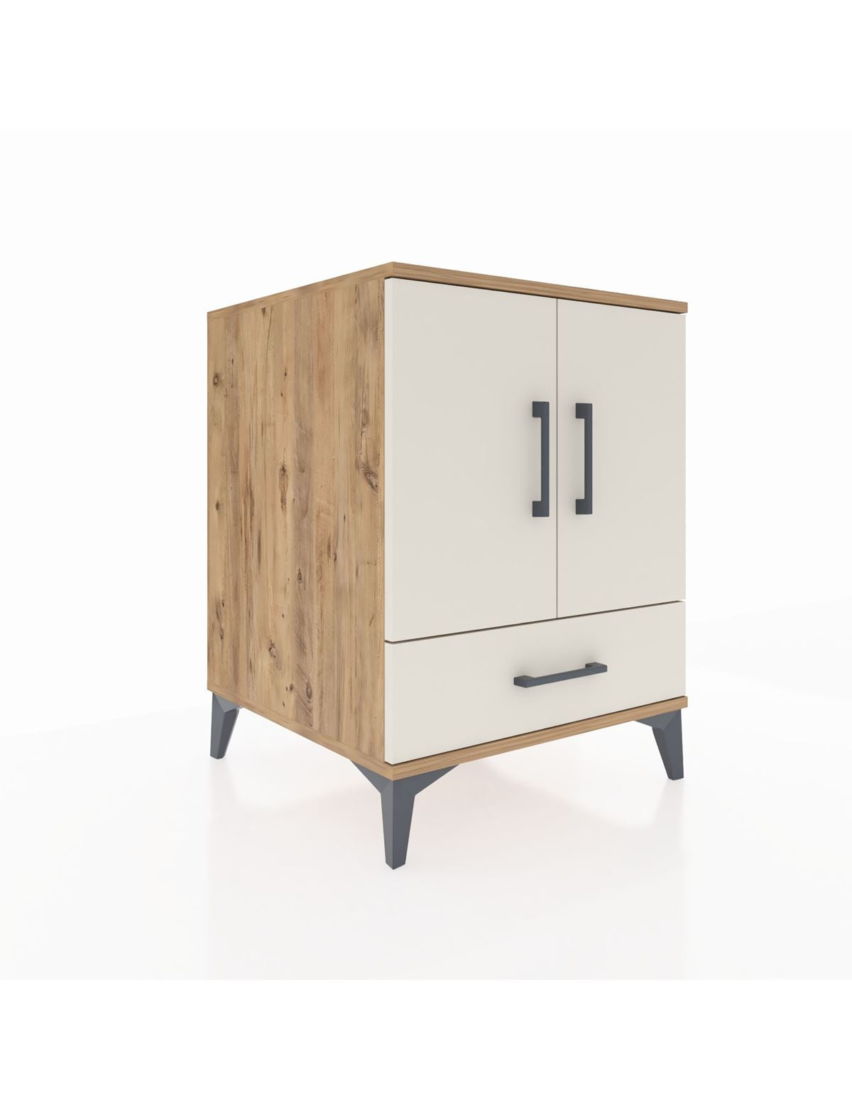 Kronos Komodin 2 Raflı Tek Çekmeceli 2 Kapaklı 60x59x80 Çam-Aytaşı