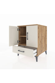 Kronos Komodin 2 Raflı Tek Çekmeceli 2 Kapaklı 60x59x80 Çam-Aytaşı