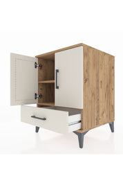 Kronos Komodin 2 Raflı Tek Çekmeceli 2 Kapaklı 60x59x80 Çam-Aytaşı