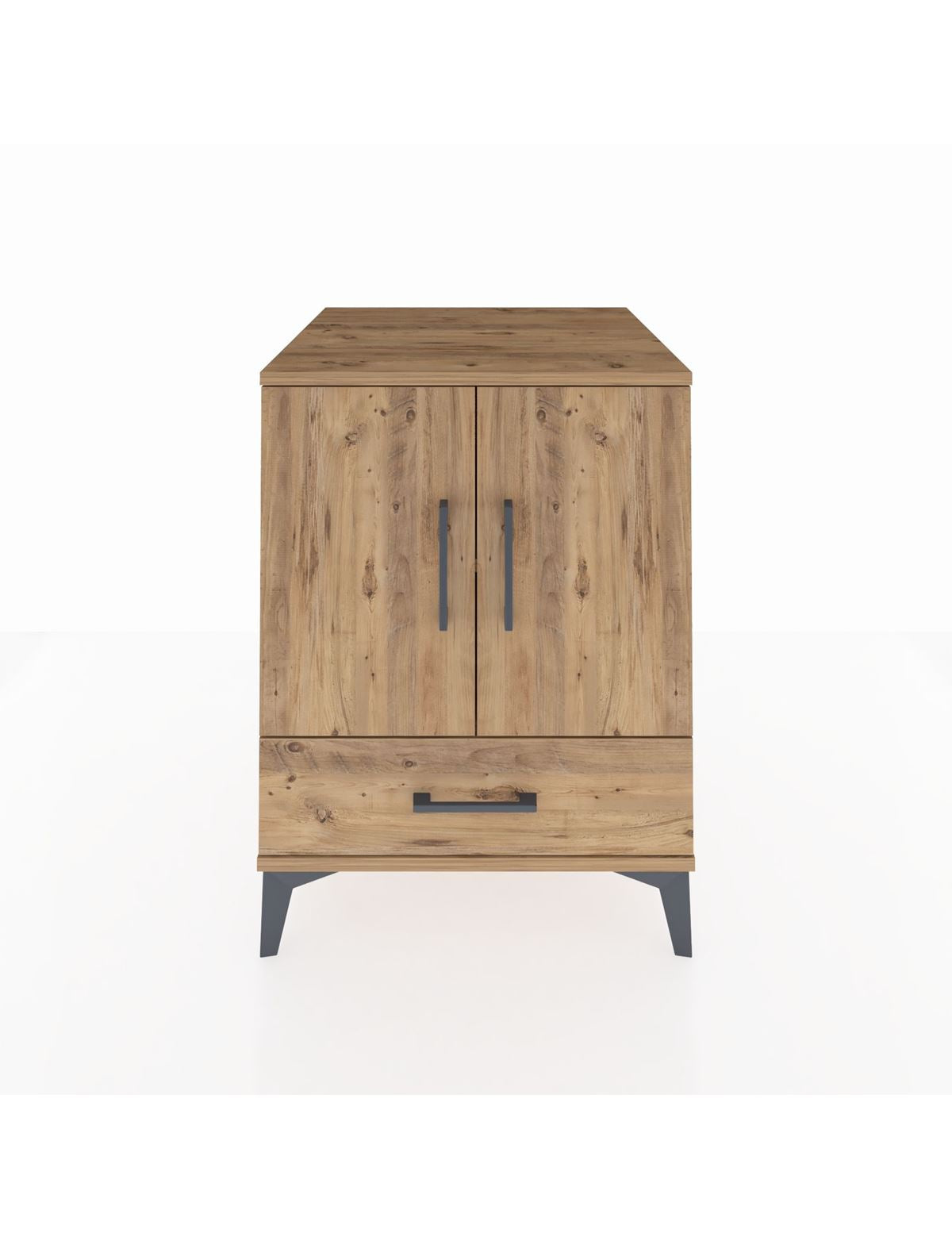 Kronos Komodin 2 Raflı Tek Çekmeceli 2 Kapaklı 60x59x80 Çam-Çam