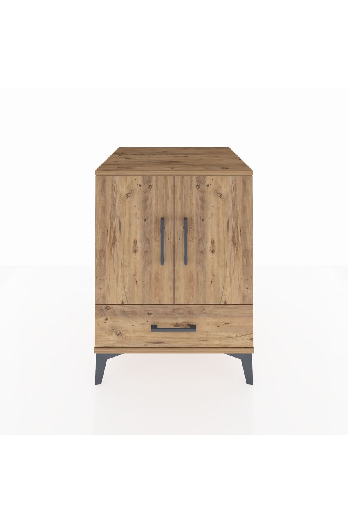 Kronos Komodin 2 Raflı Tek Çekmeceli 2 Kapaklı 60x59x80 Çam-Çam