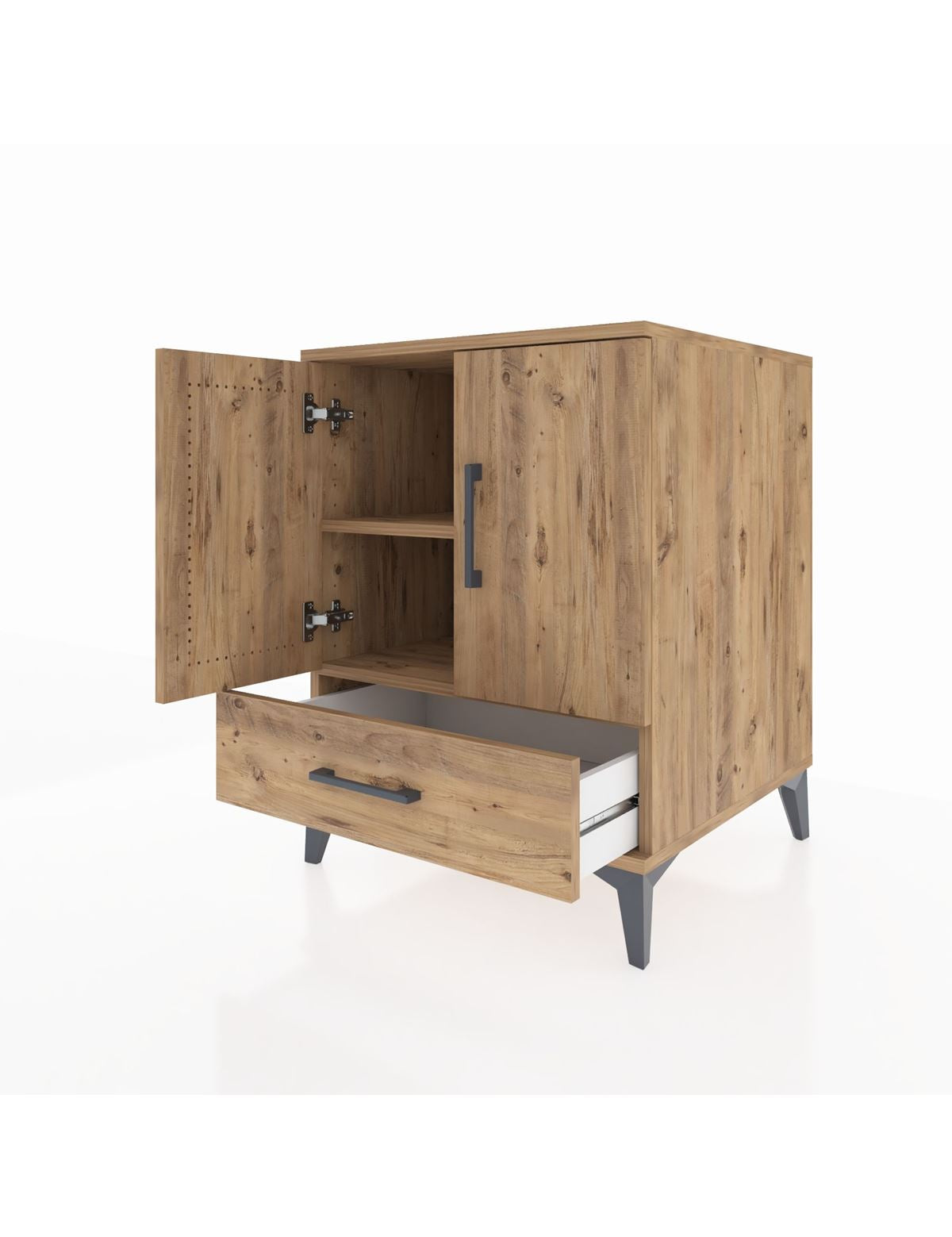 Kronos Komodin 2 Raflı Tek Çekmeceli 2 Kapaklı 60x59x80 - S79M020V9C