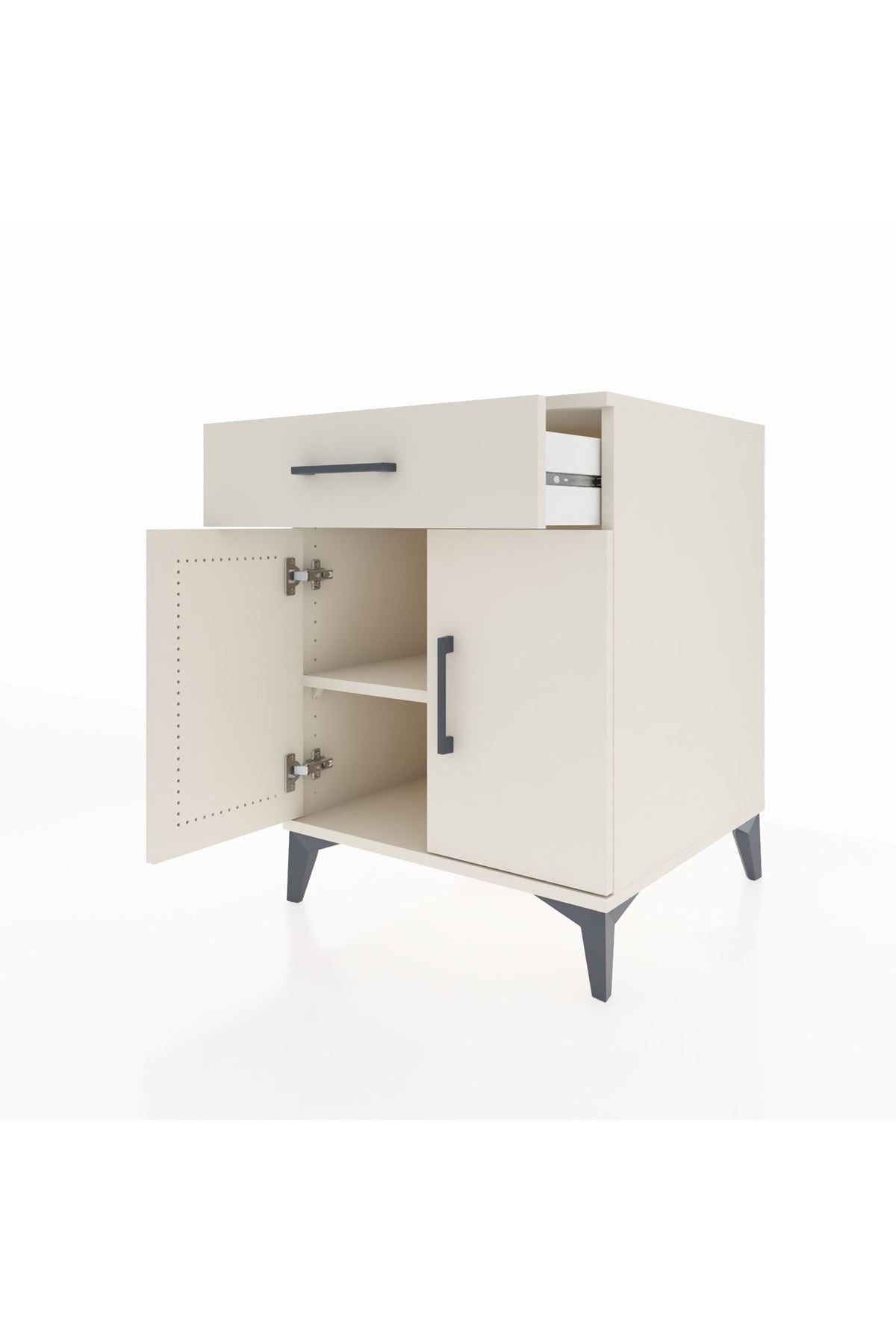 Kronos Komodin Tek Raflı Tek Çekmeceli 2 Kapaklı 60x59x80 Aytaşı-Aytaşı