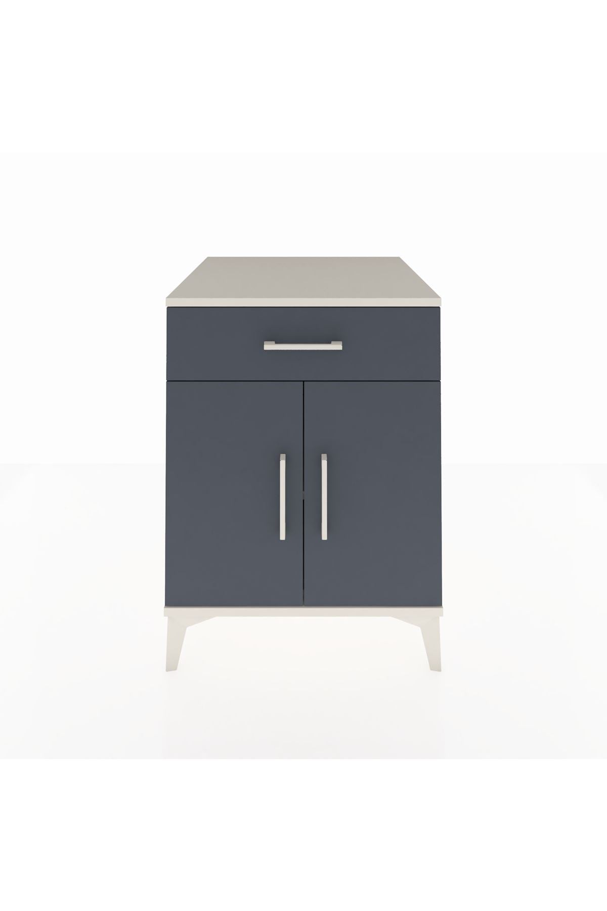 Kronos Komodin Tek Raflı Tek Çekmeceli 2 Kapaklı 60x59x80 Aytaşı-Antrasit