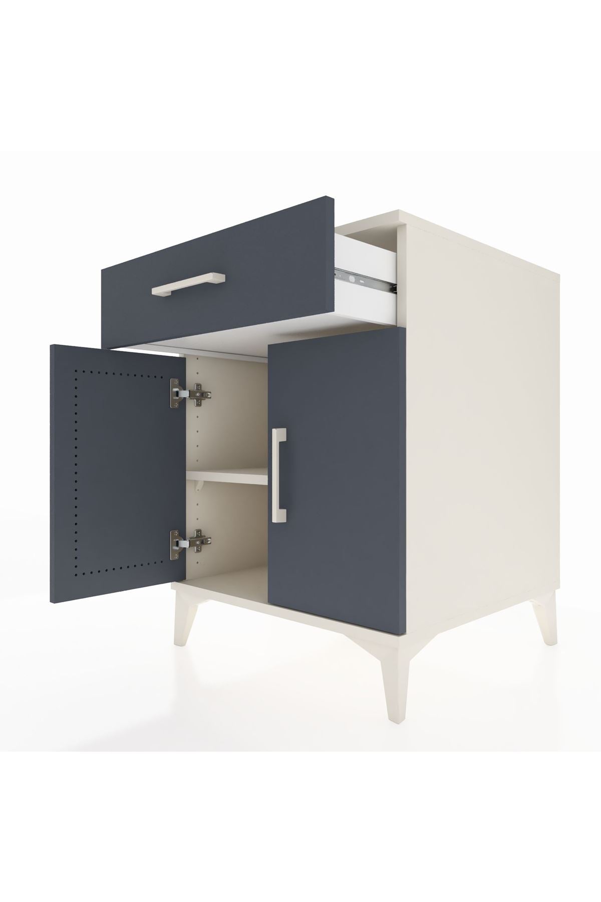 Kronos Komodin Tek Raflı Tek Çekmeceli 2 Kapaklı 60x59x80 Aytaşı-Antrasit