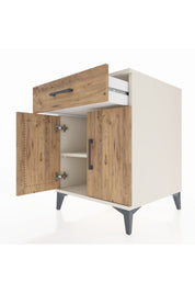 Kronos Komodin Tek Raflı Tek Çekmeceli 2 Kapaklı 60x59x80 Aytaşı-Çam