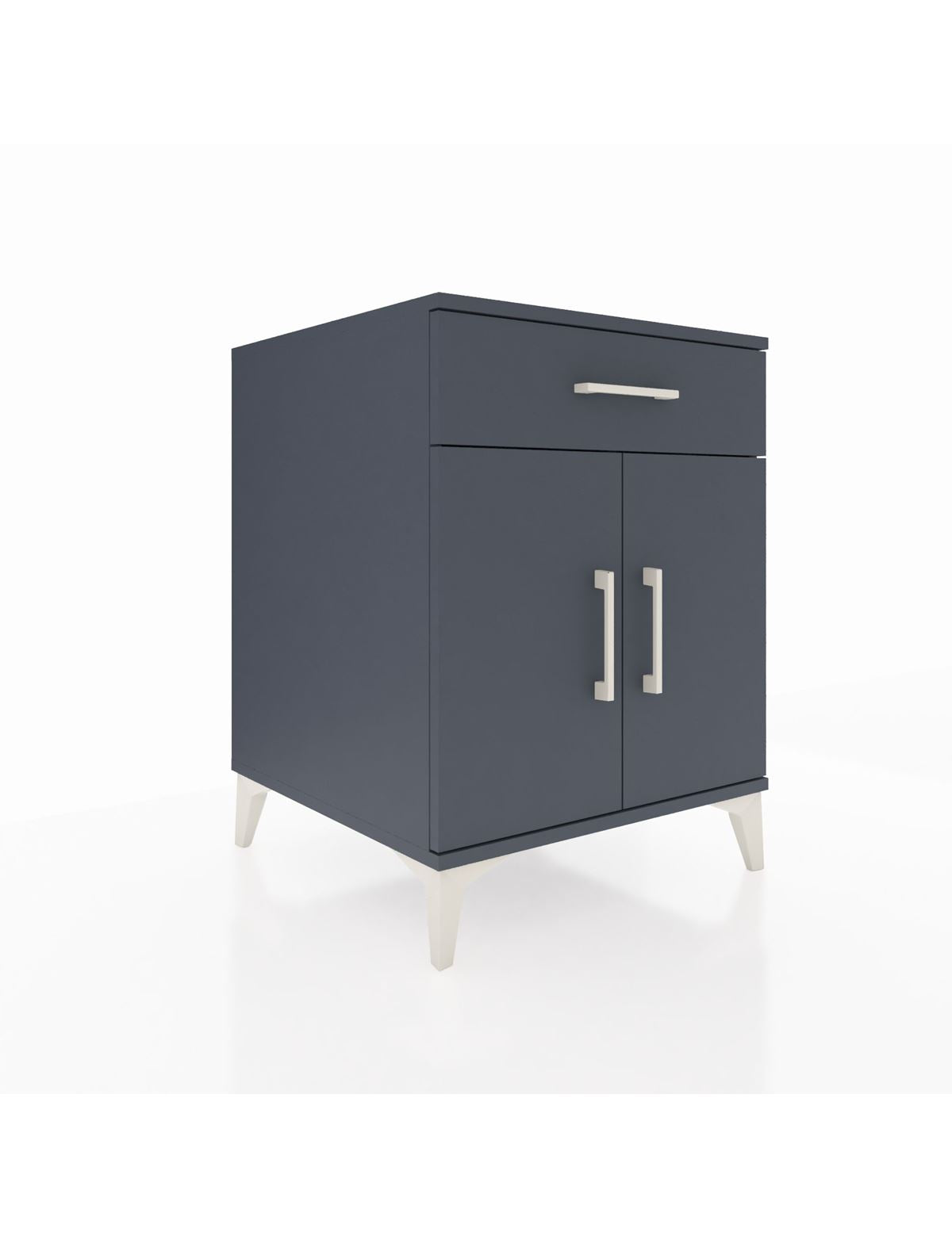 Kronos Komodin Tek Raflı Tek Çekmeceli 2 Kapaklı 60x59x80 Antrasit-Antrasit