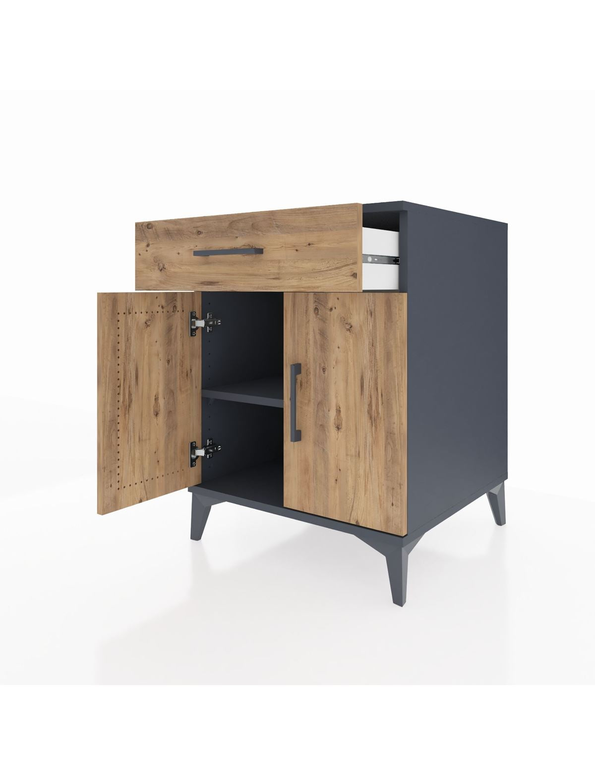 Kronos Komodin Tek Raflı Tek Çekmeceli 2 Kapaklı 60x59x80 - S79M021V6C