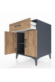 Kronos Komodin Tek Raflı Tek Çekmeceli 2 Kapaklı 60x59x80 Antrasit-Çam