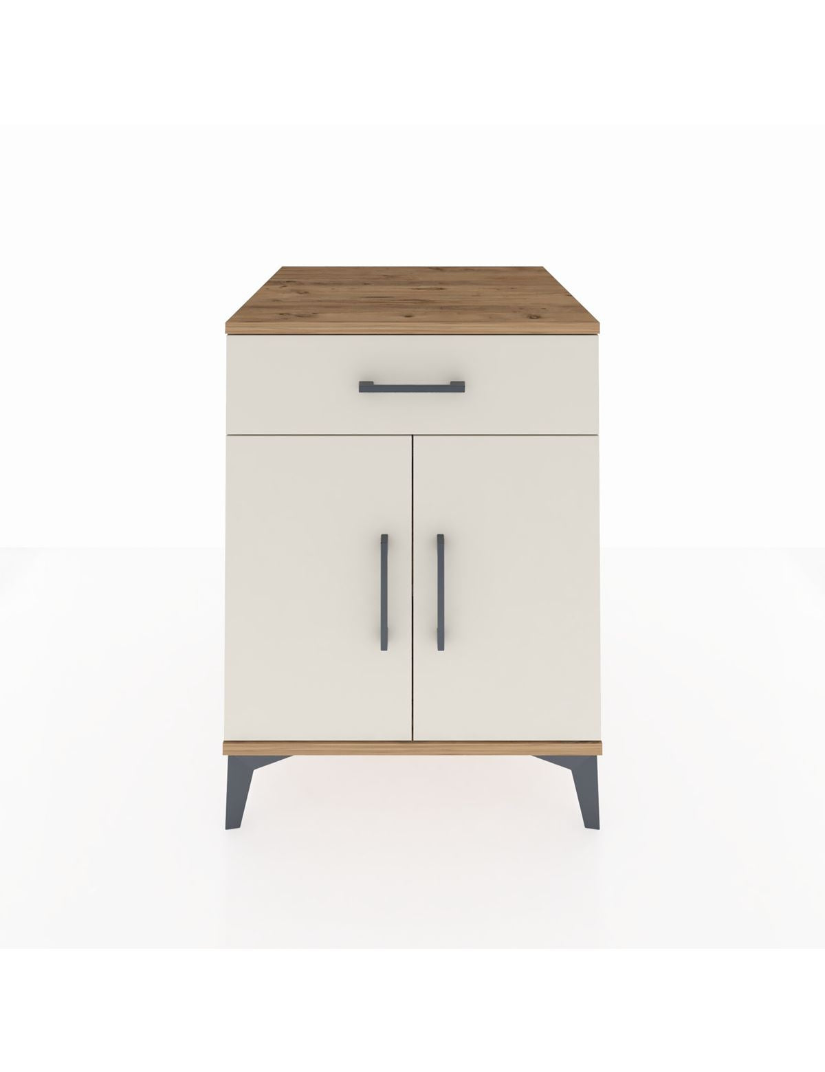 Kronos Komodin Tek Raflı Tek Çekmeceli 2 Kapaklı 60x59x80 Çam-Aytaşı