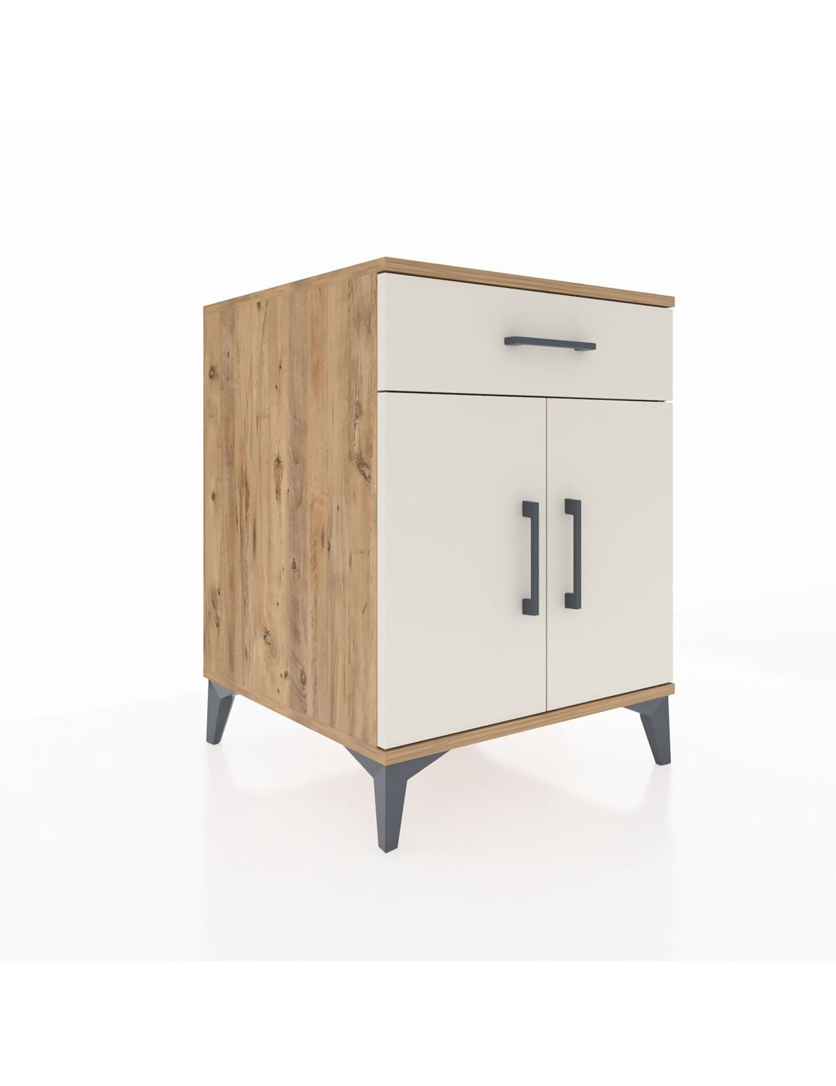 Kronos Komodin Tek Raflı Tek Çekmeceli 2 Kapaklı 60x59x80 Çam-Aytaşı