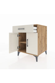 Kronos Komodin Tek Raflı Tek Çekmeceli 2 Kapaklı 60x59x80 Çam-Aytaşı