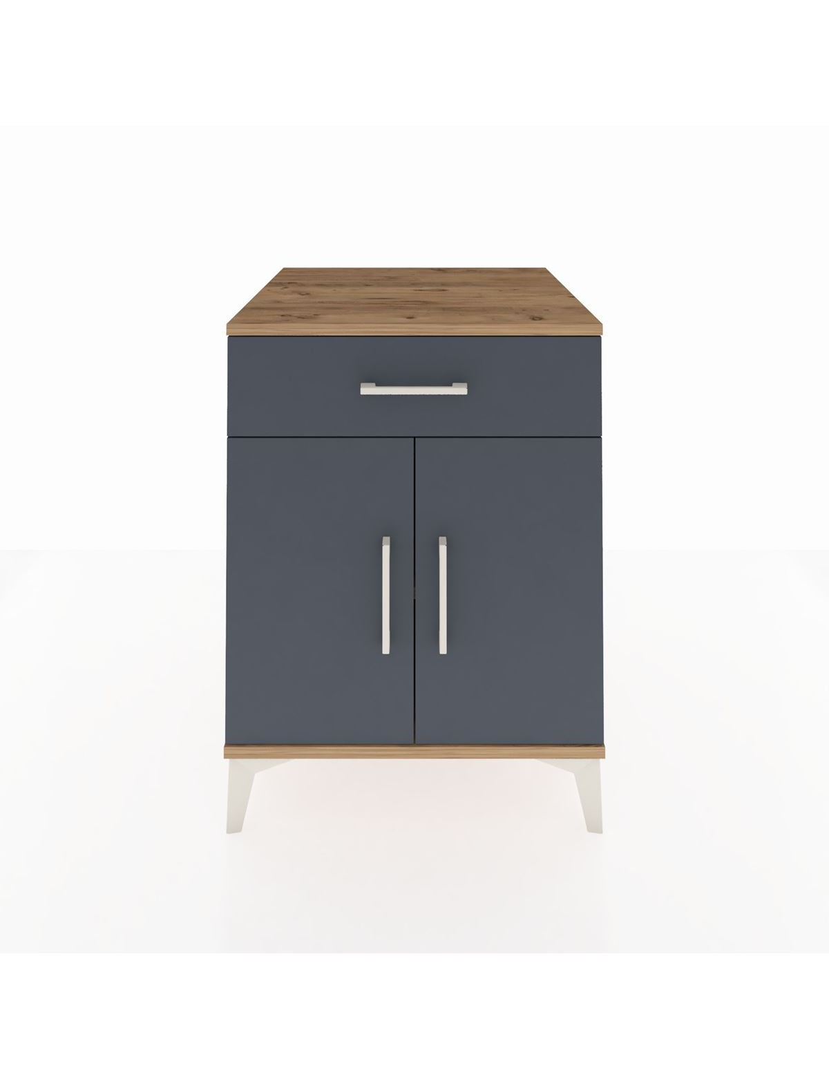 Kronos Komodin Tek Raflı Tek Çekmeceli 2 Kapaklı 60x59x80 Çam-Antrasit