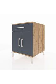 Kronos Komodin Tek Raflı Tek Çekmeceli 2 Kapaklı 60x59x80 Çam-Antrasit