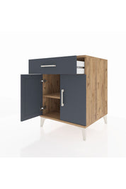 Kronos Komodin Tek Raflı Tek Çekmeceli 2 Kapaklı 60x59x80 Çam-Antrasit