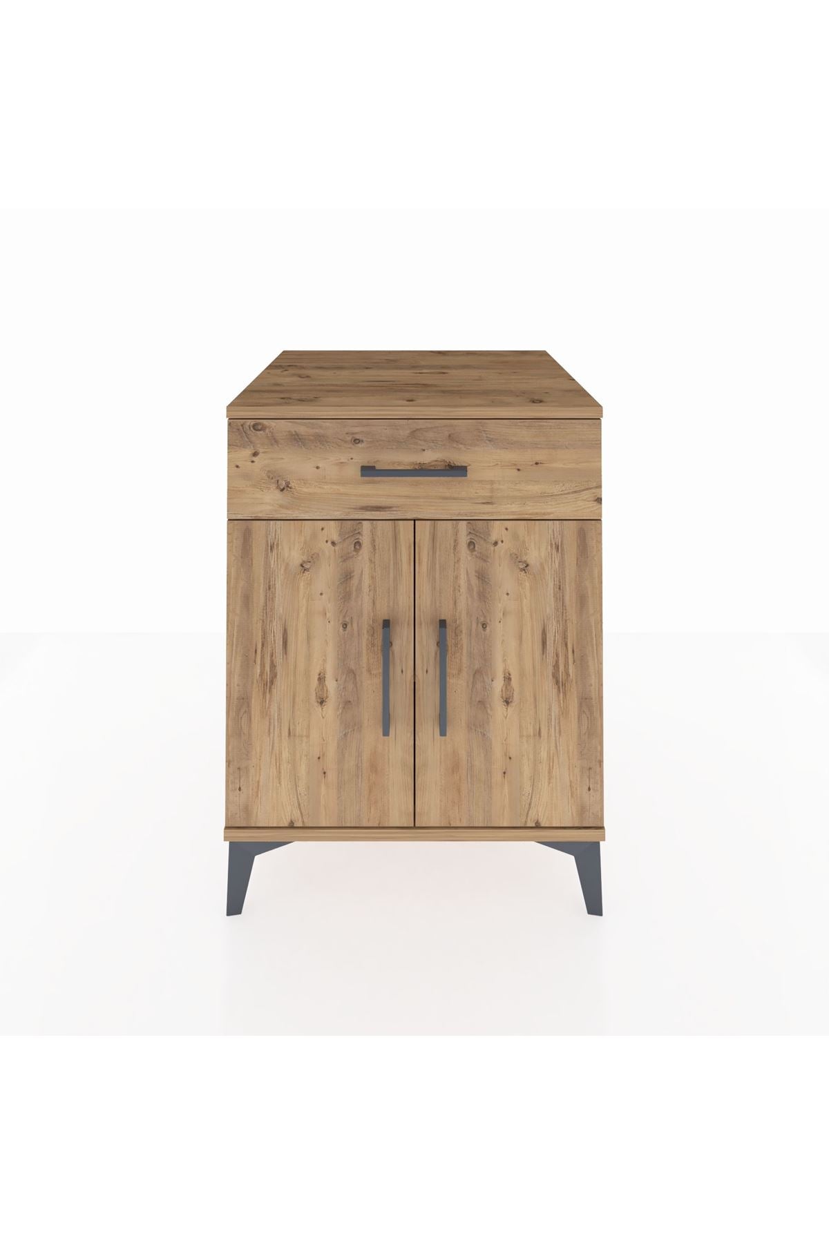 Kronos Komodin Tek Raflı Tek Çekmeceli 2 Kapaklı 60x59x80 Çam-Çam