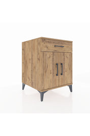 Kronos Komodin Tek Raflı Tek Çekmeceli 2 Kapaklı 60x59x80 Çam-Çam