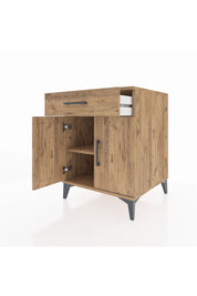 Kronos Komodin Tek Raflı Tek Çekmeceli 2 Kapaklı 60x59x80 Çam-Çam