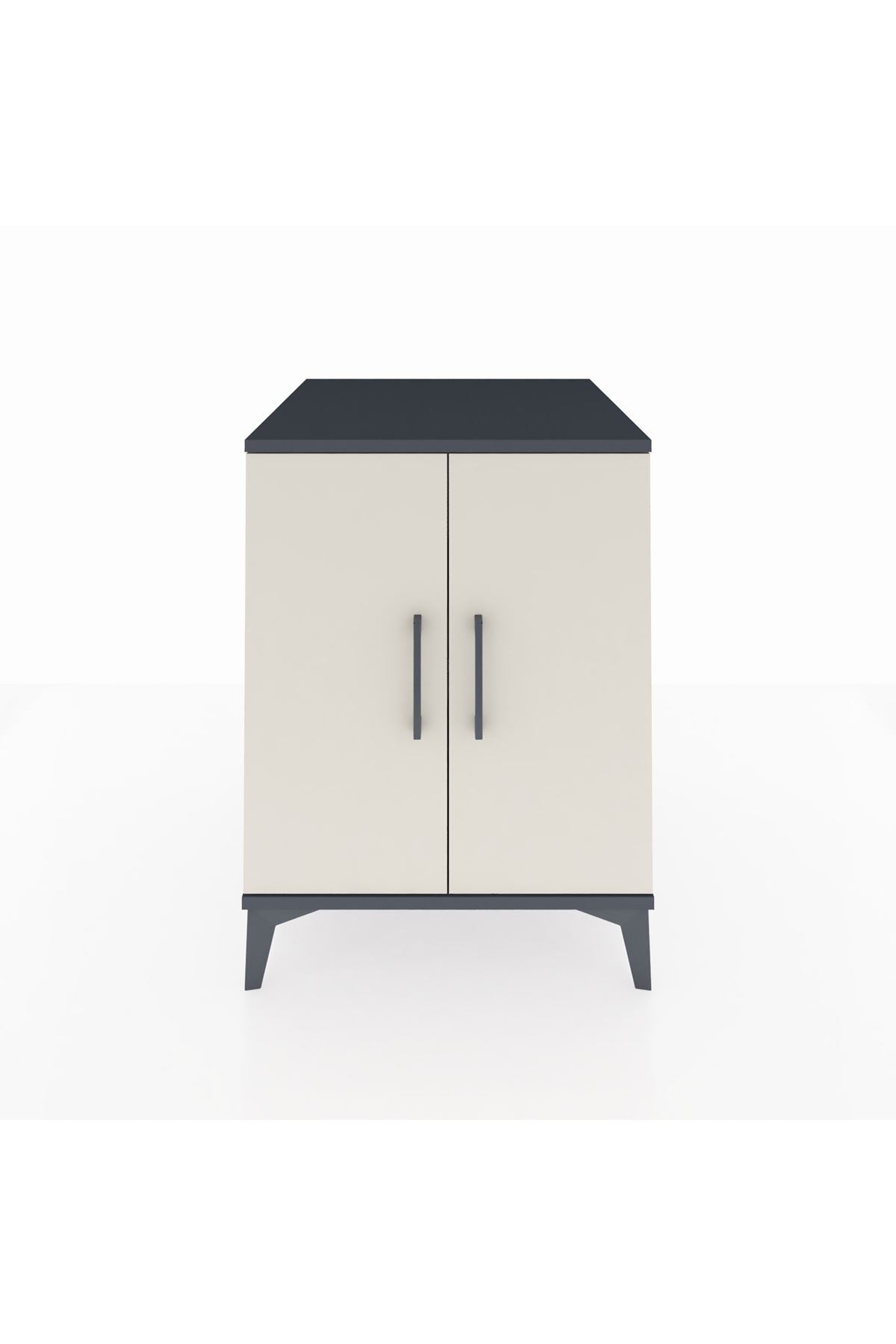 Kronos Komodin Tek Raflı 2 Kapaklı 60x59x80 Antrasit-Aytaşı