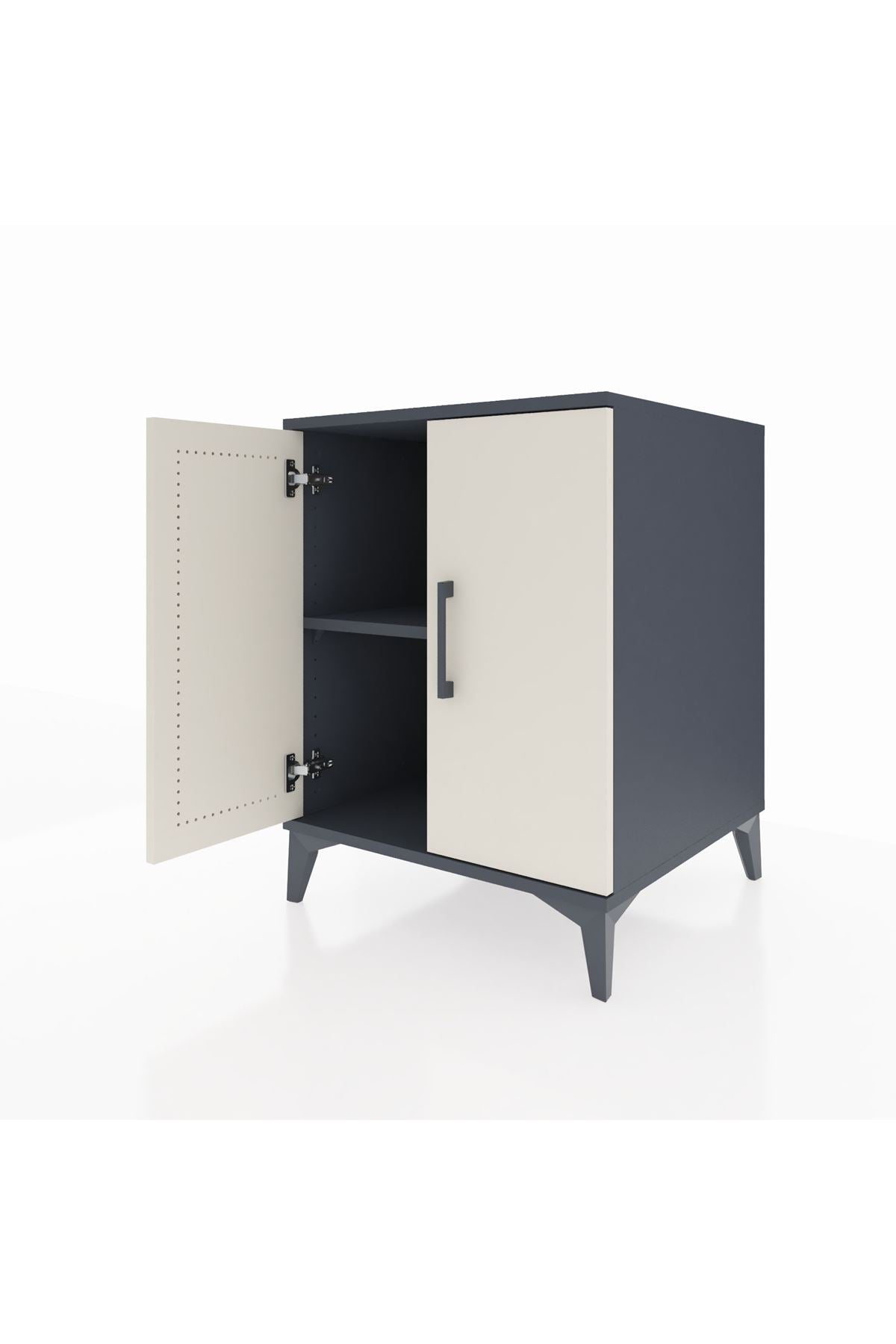 Kronos Komodin Tek Raflı 2 Kapaklı 60x59x80 Antrasit-Aytaşı