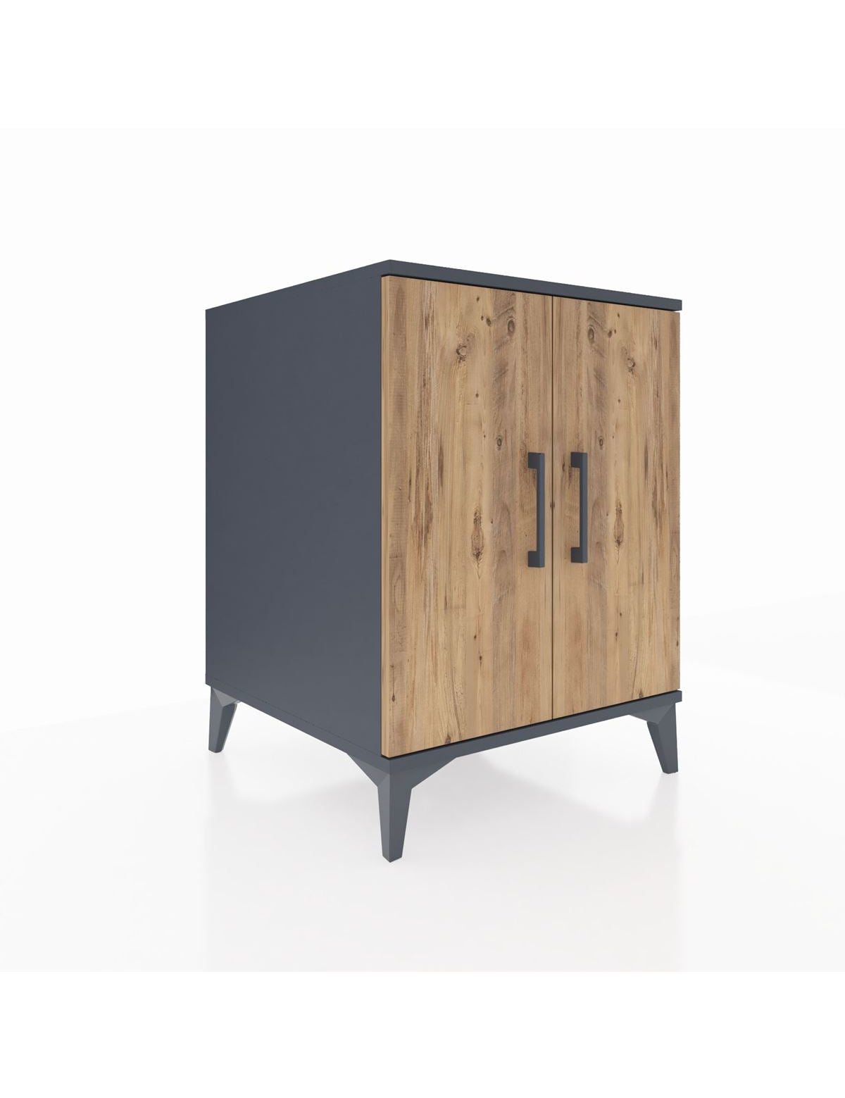 Kronos Komodin Tek Raflı 2 Kapaklı 60x59x80 Antrasit-Çam