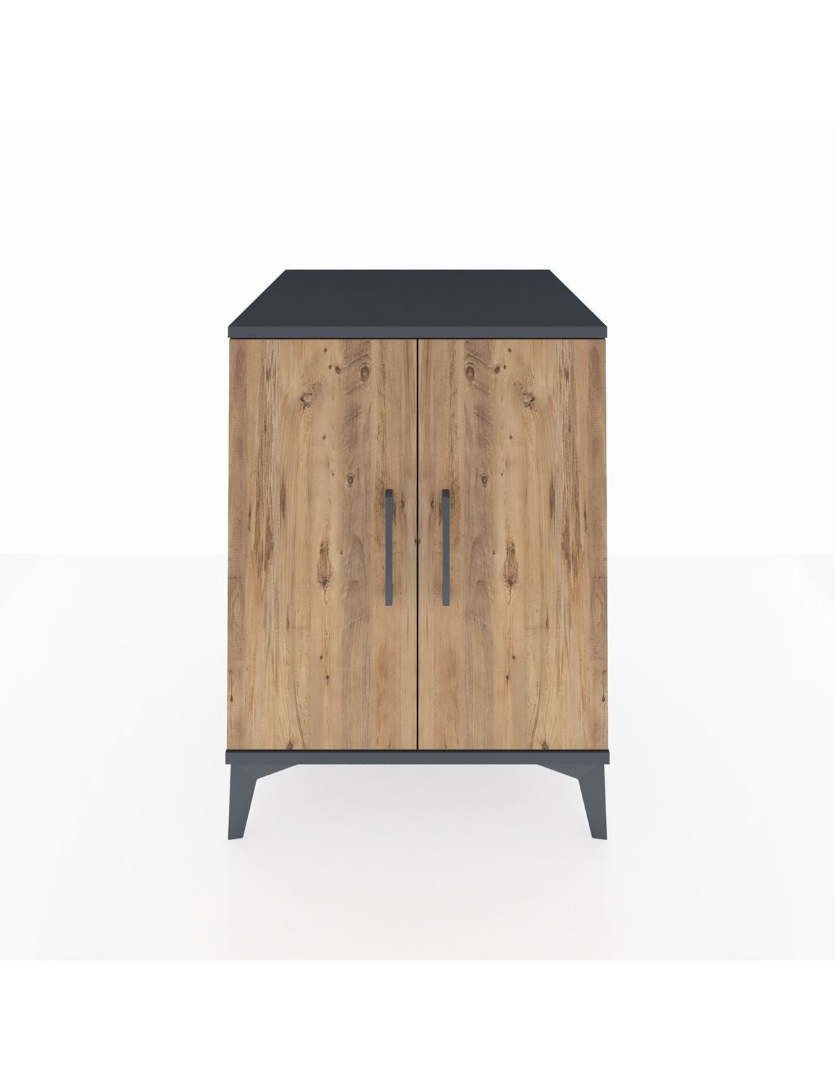 Kronos Komodin Tek Raflı 2 Kapaklı 60x59x80 Antrasit-Çam