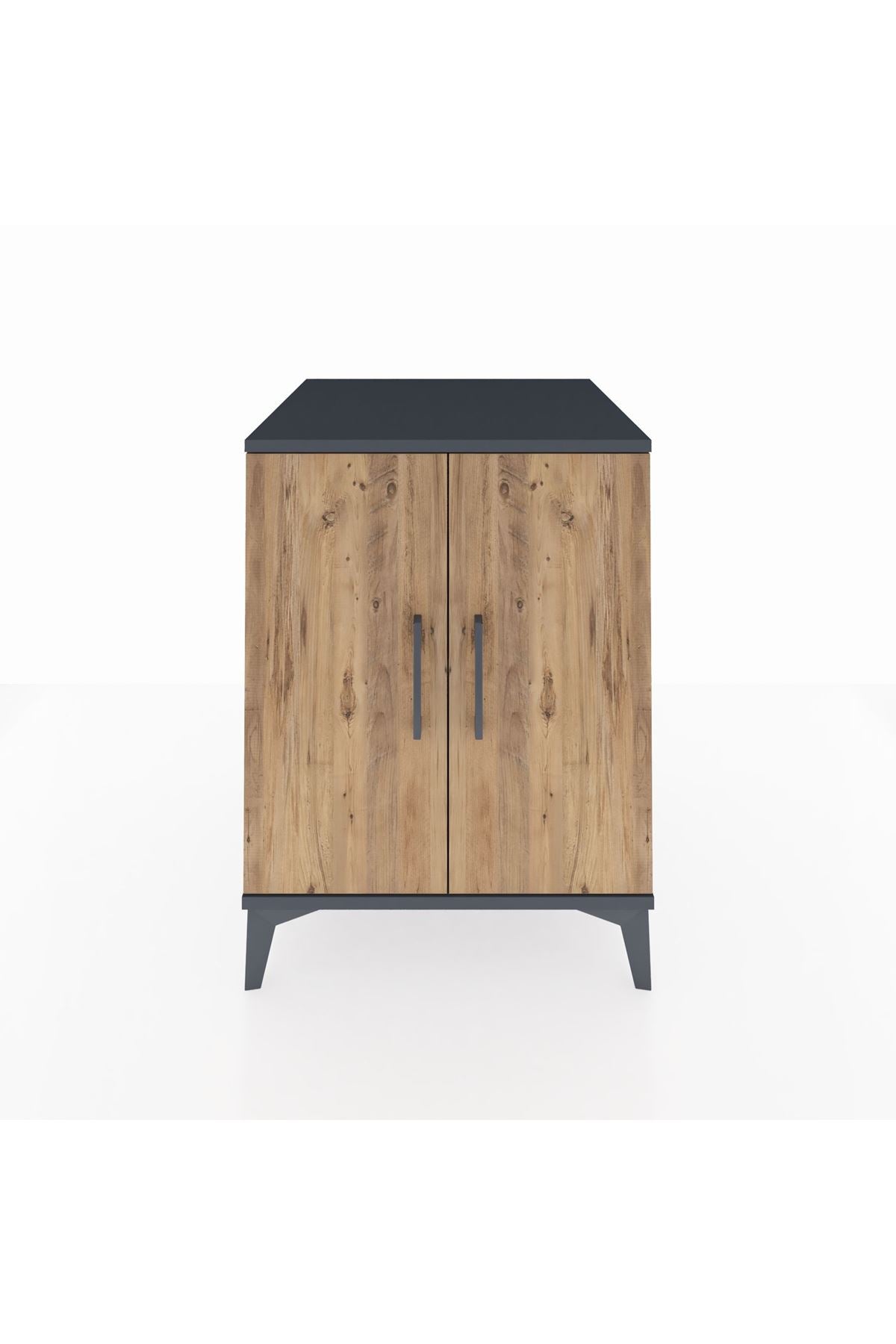 Kronos Komodin Tek Raflı 2 Kapaklı 60x59x80 Antrasit-Çam