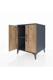 Kronos Komodin Tek Raflı 2 Kapaklı 60x59x80 Antrasit-Çam