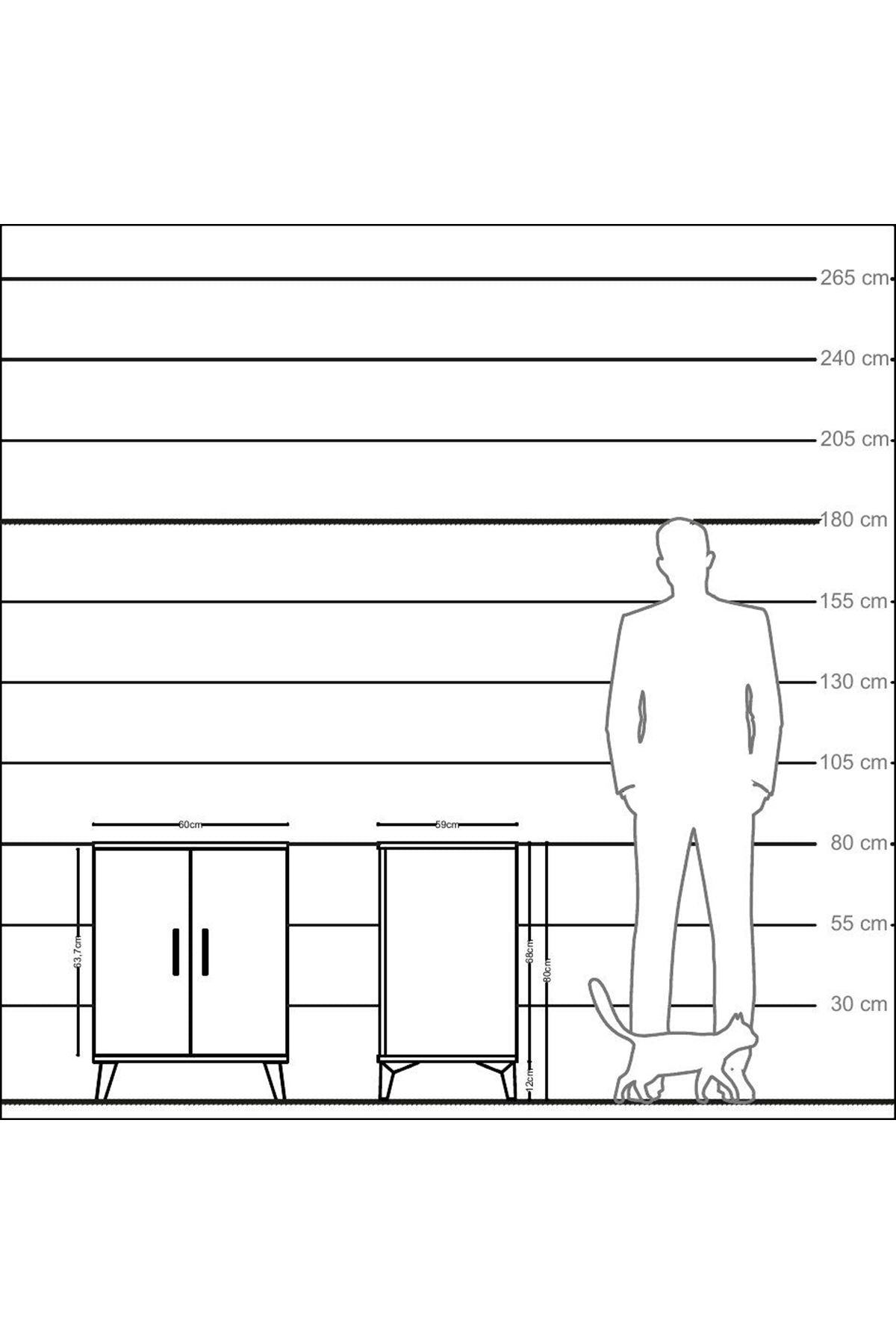 Kronos Komodin Tek Raflı 2 Kapaklı 60x59x80 Çam-Aytaşı