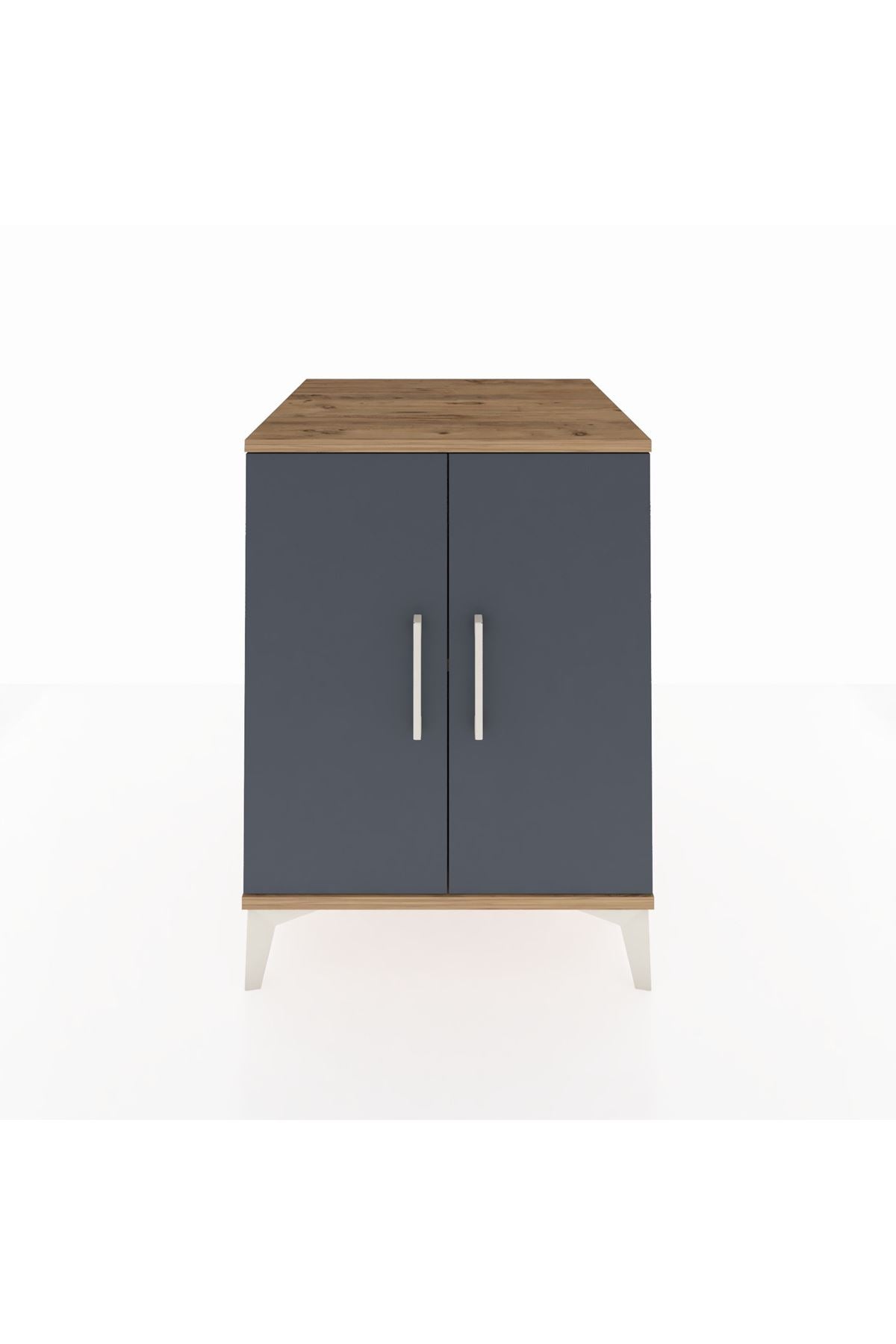 Kronos Komodin Tek Raflı 2 Kapaklı 60x59x80 Çam-Antrasit