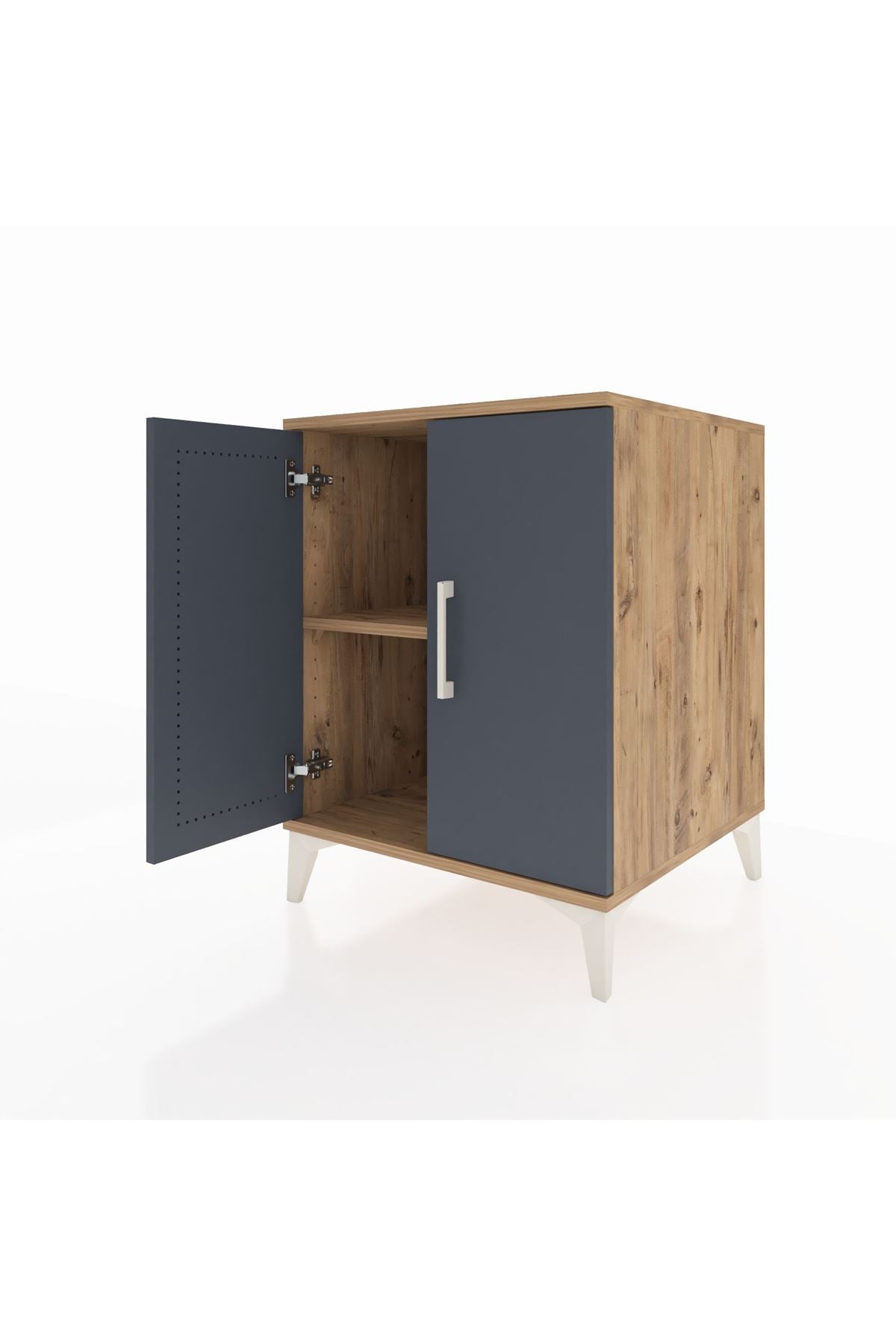 Kronos Komodin Tek Raflı 2 Kapaklı 60x59x80 Çam-Antrasit