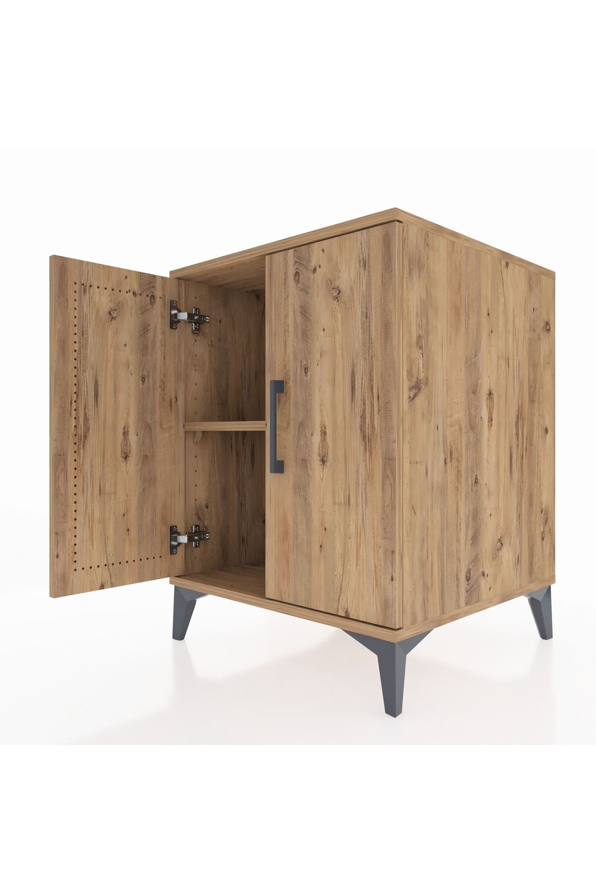 Kronos Komodin Tek Raflı 2 Kapaklı 60x59x80 Çam-Çam