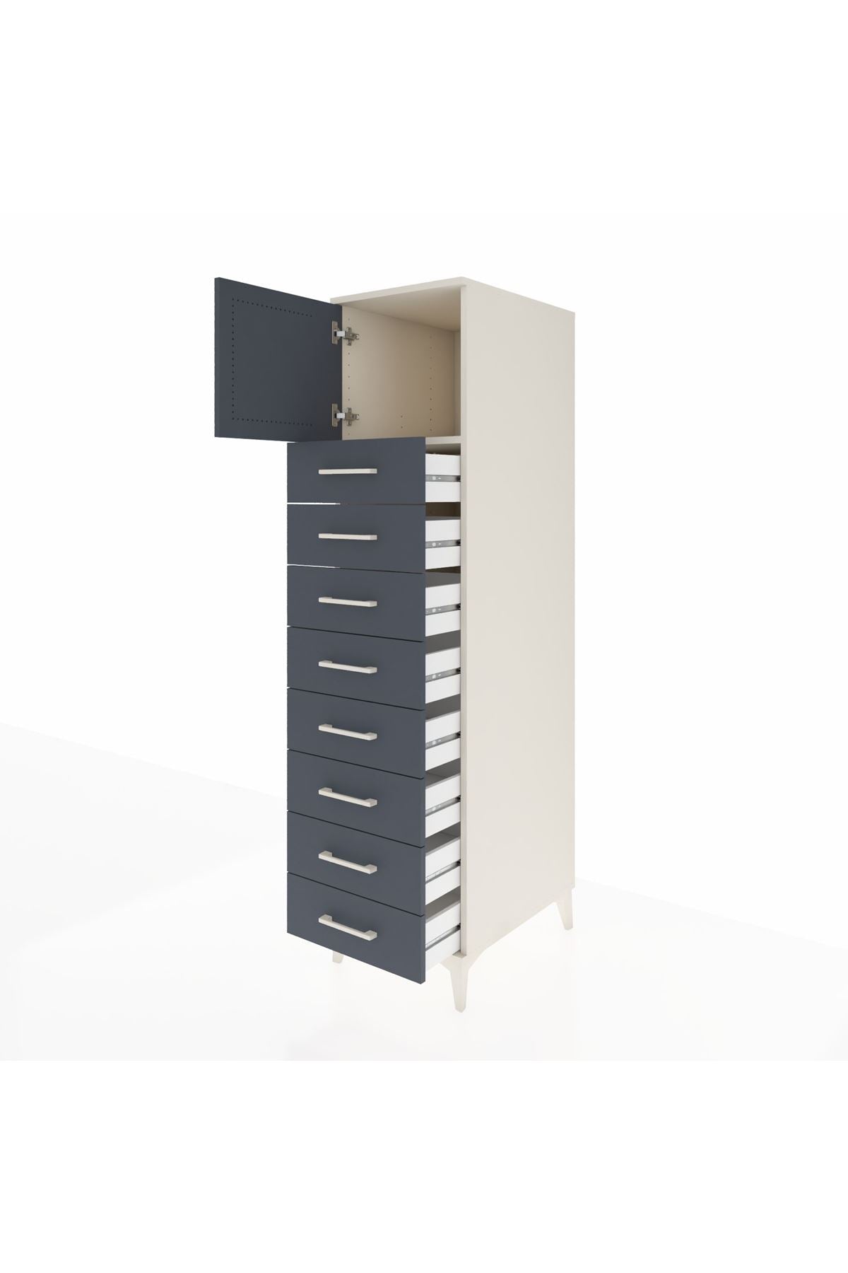 Kronos Dolap Tek Raflı 8 Çekmeceli Tek Kapaklı 44x59x182 Aytaşı-Antrasit