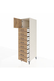 Kronos Dolap Tek Raflı 8 Çekmeceli Tek Kapaklı 44x59x182 Aytaşı-Çam