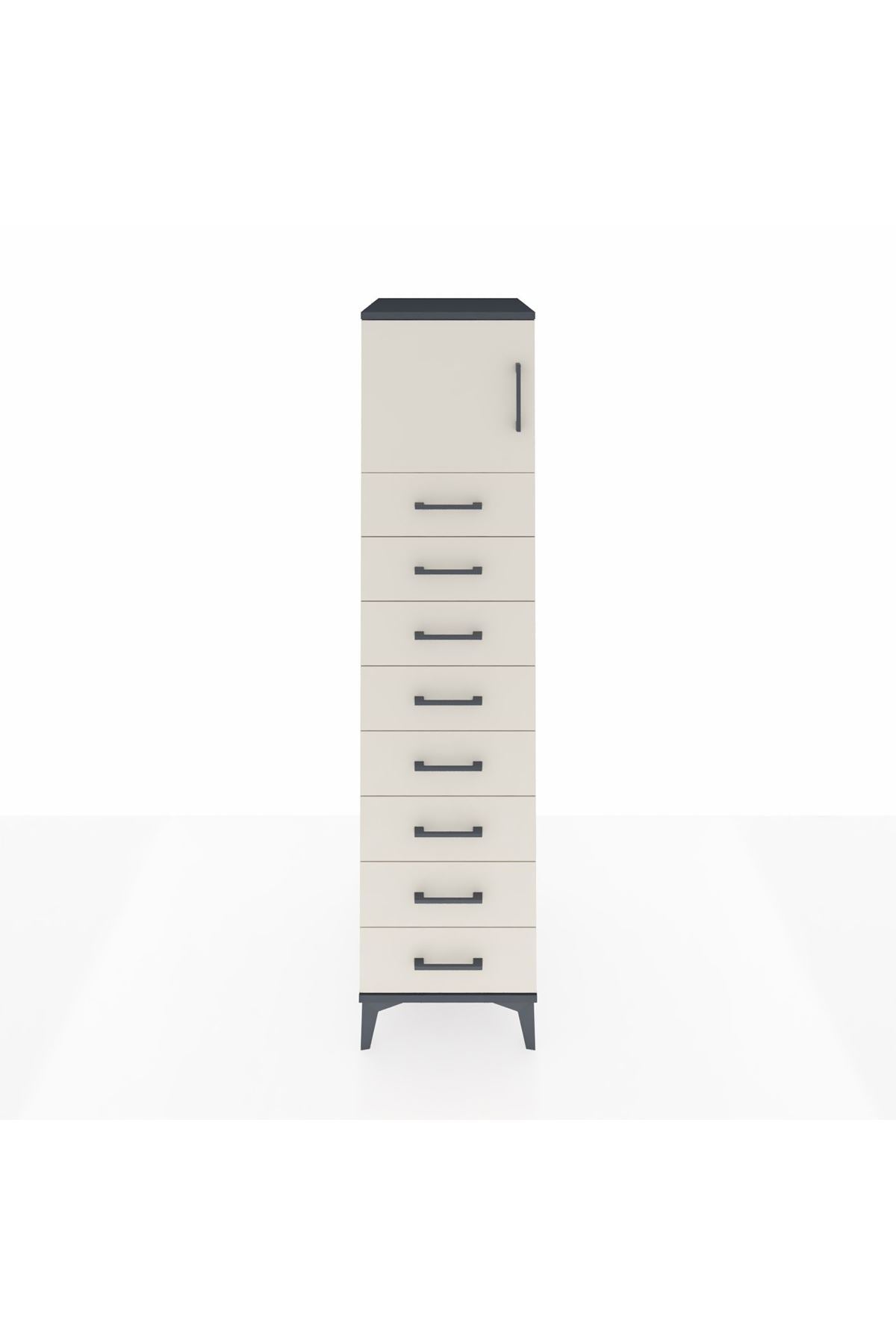 Kronos Dolap Tek Raflı 8 Çekmeceli Tek Kapaklı 44x59x182 - S88M001V4C