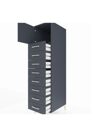 Kronos Dolap Tek Raflı 8 Çekmeceli Tek Kapaklı 44x59x182 Antrasit-Antrasit