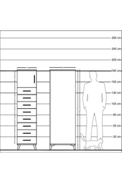 Kronos Dolap Tek Raflı 8 Çekmeceli Tek Kapaklı 44x59x182 Çam-Çam