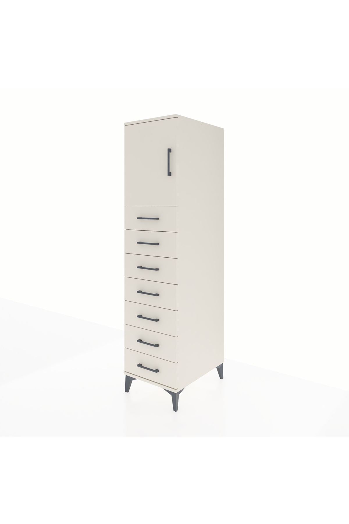 Kronos Dolap Tek Raflı 7 Çekmeceli Tek Kapaklı 44x59x182 - S88M002V1C