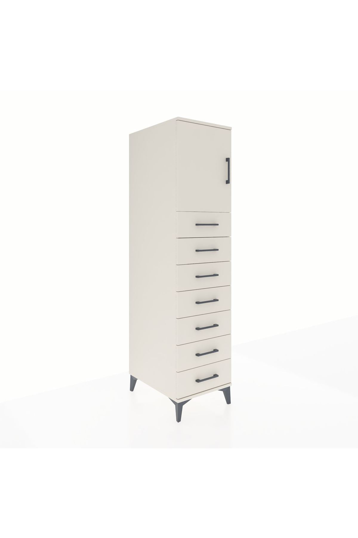 Kronos Dolap Tek Raflı 7 Çekmeceli Tek Kapaklı 44x59x182 - S88M002V1C