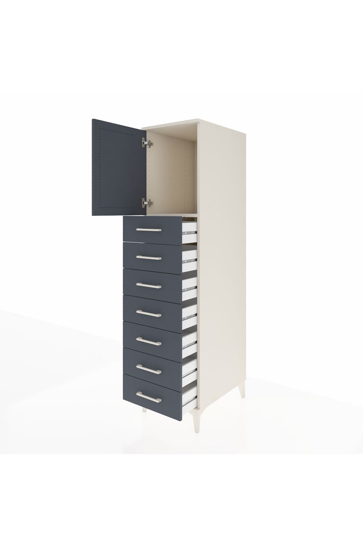 Kronos Dolap Tek Raflı 7 Çekmeceli Tek Kapaklı 44x59x182 Aytaşı-Antrasit