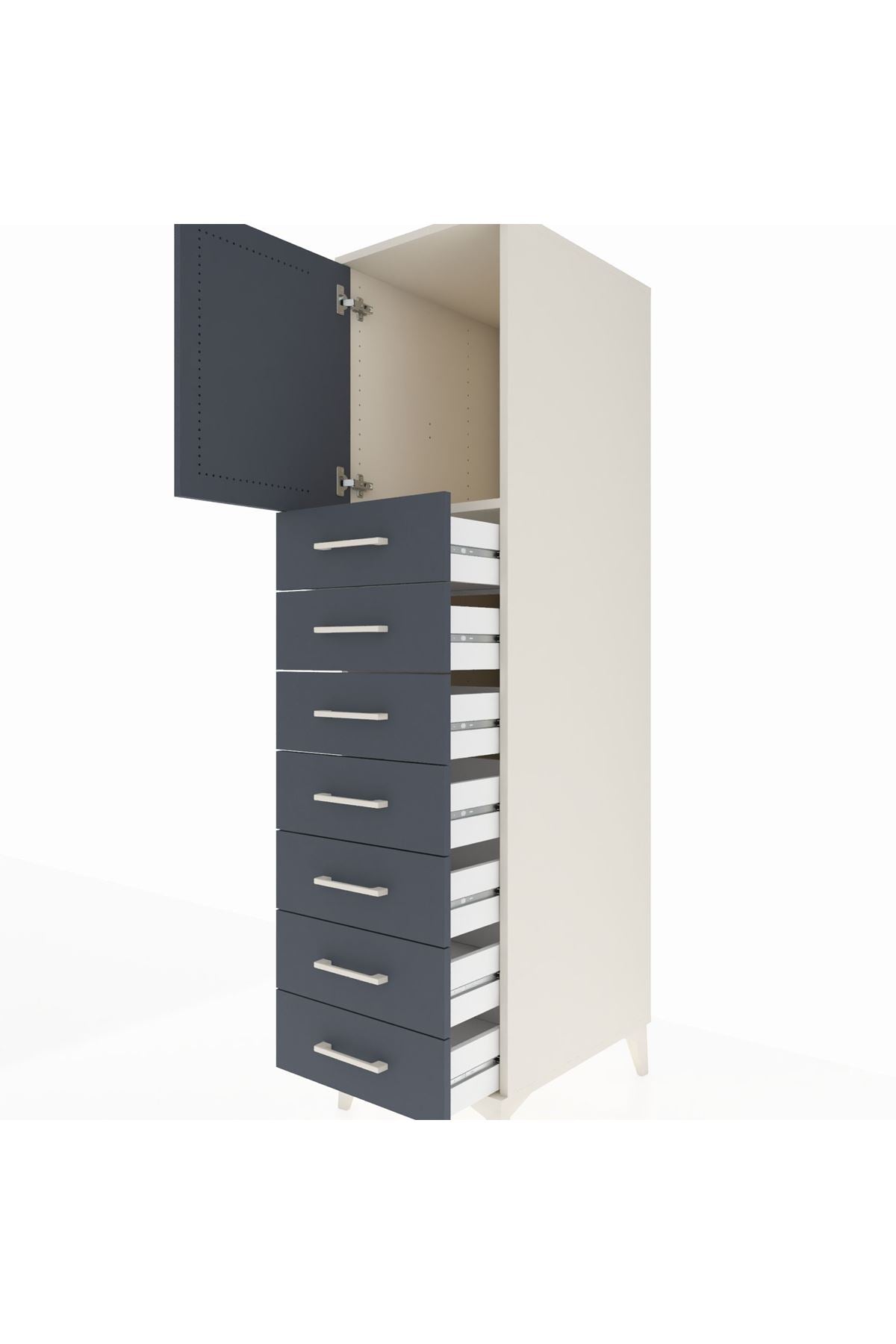 Kronos Dolap Tek Raflı 7 Çekmeceli Tek Kapaklı 44x59x182 Aytaşı-Antrasit