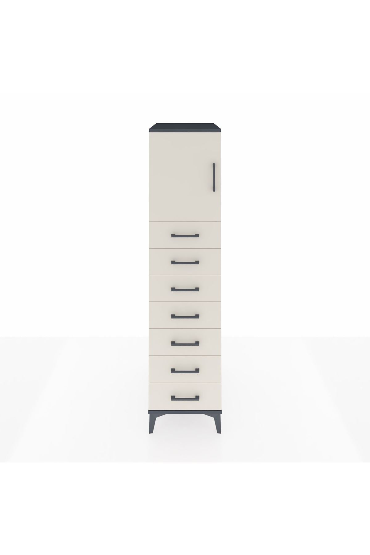 Kronos Dolap Tek Raflı 7 Çekmeceli Tek Kapaklı 44x59x182 - S88M002V4C