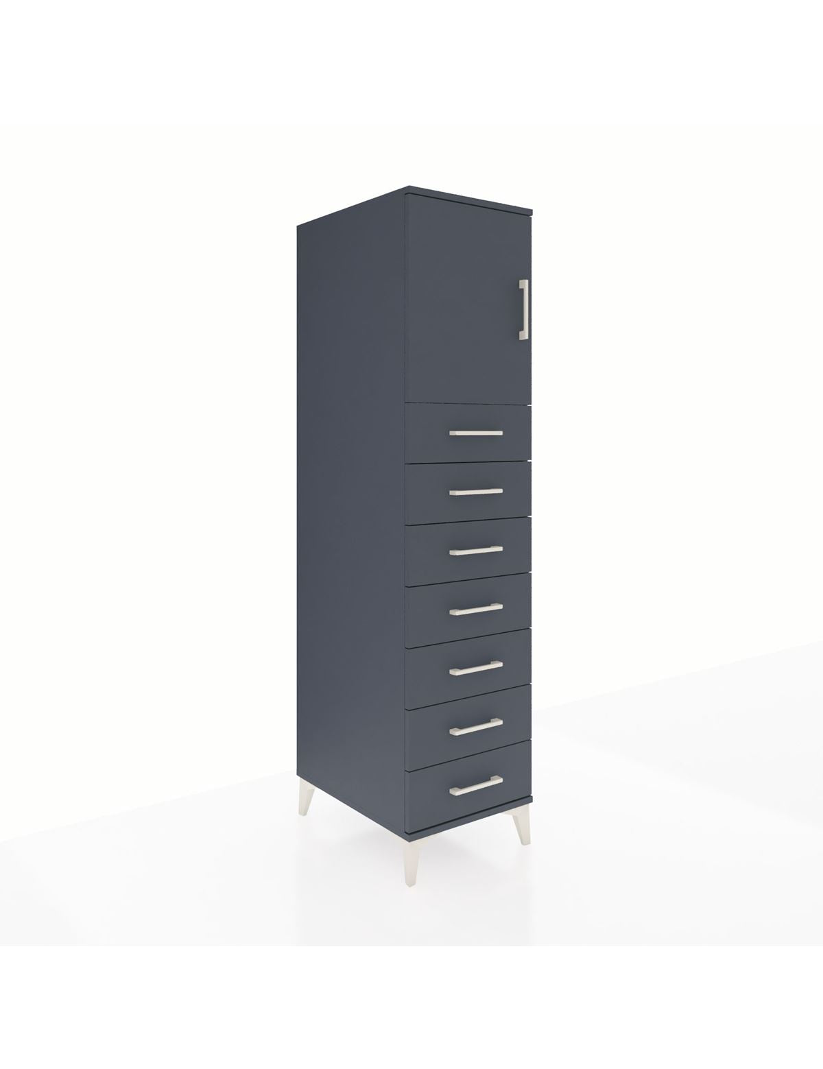 Kronos Dolap Tek Raflı 7 Çekmeceli Tek Kapaklı 44x59x182 Antrasit-Antrasit