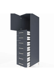 Kronos Dolap Tek Raflı 7 Çekmeceli Tek Kapaklı 44x59x182 Antrasit-Antrasit