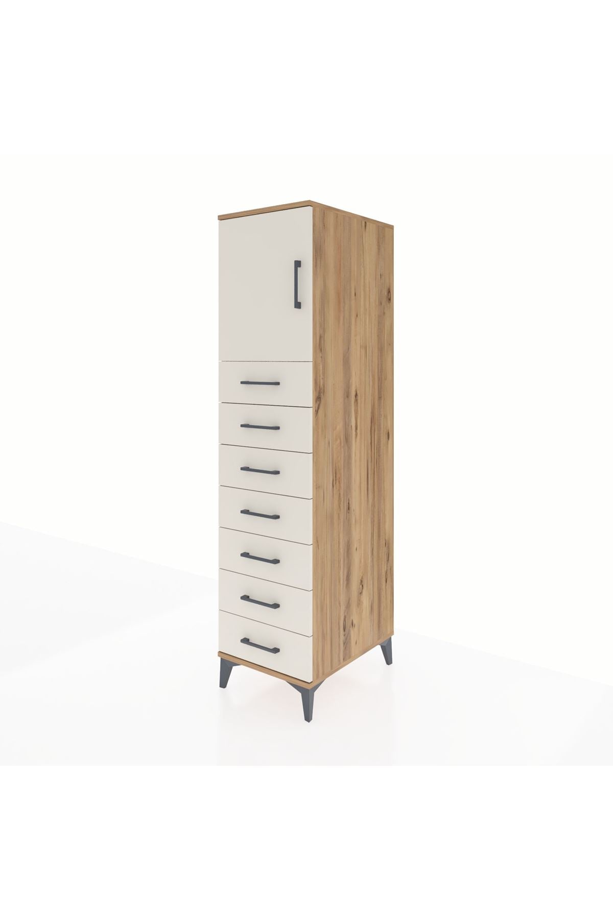 Kronos Dolap Tek Raflı 7 Çekmeceli Tek Kapaklı 44x59x182 - S88M002V7C