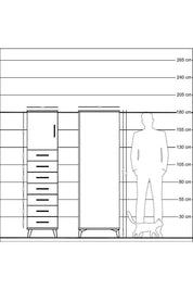 Kronos Dolap Tek Raflı 7 Çekmeceli Tek Kapaklı 44x59x182 Çam-Antrasit