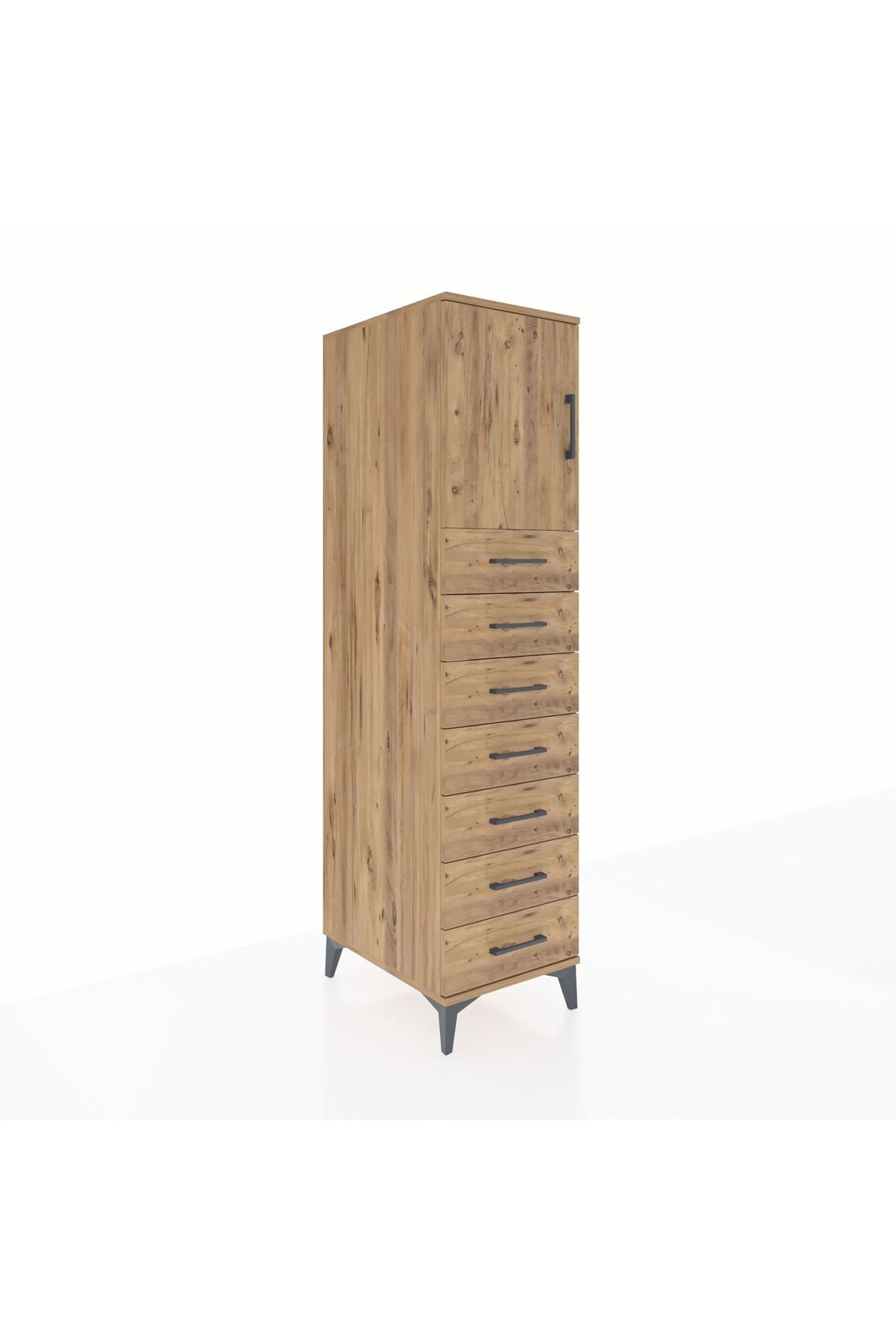 Kronos Dolap Tek Raflı 7 Çekmeceli Tek Kapaklı 44x59x182 - S88M002V9C