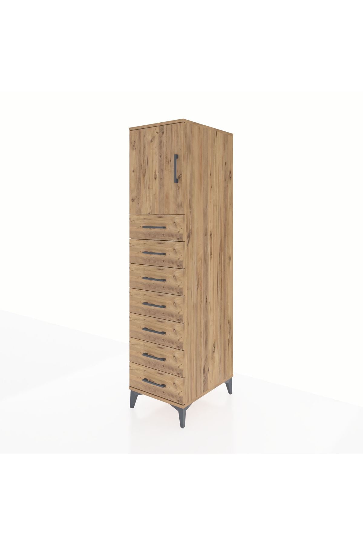 Kronos Dolap Tek Raflı 7 Çekmeceli Tek Kapaklı 44x59x182 - S88M002V9C